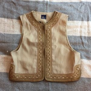 Gold Embriodered Linen Vest